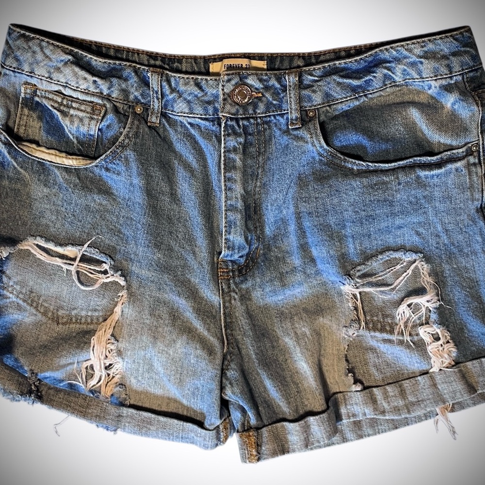 Forever 21 Blue Vintage-Inspired Jean Shorts
